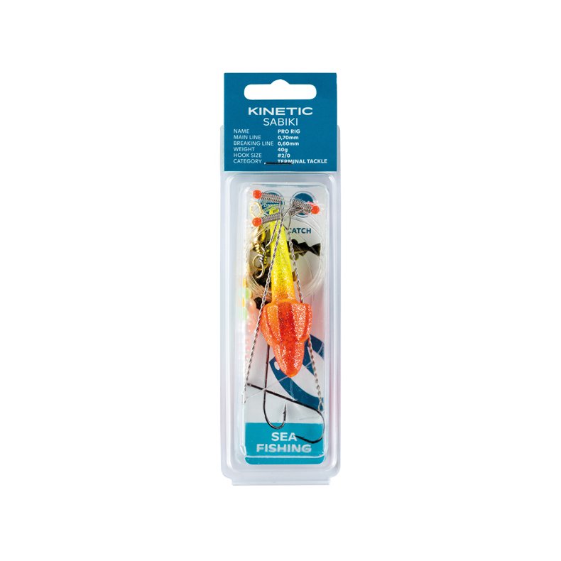 Kinetic Sabiki Pro fladfisk gul/rd, 40g