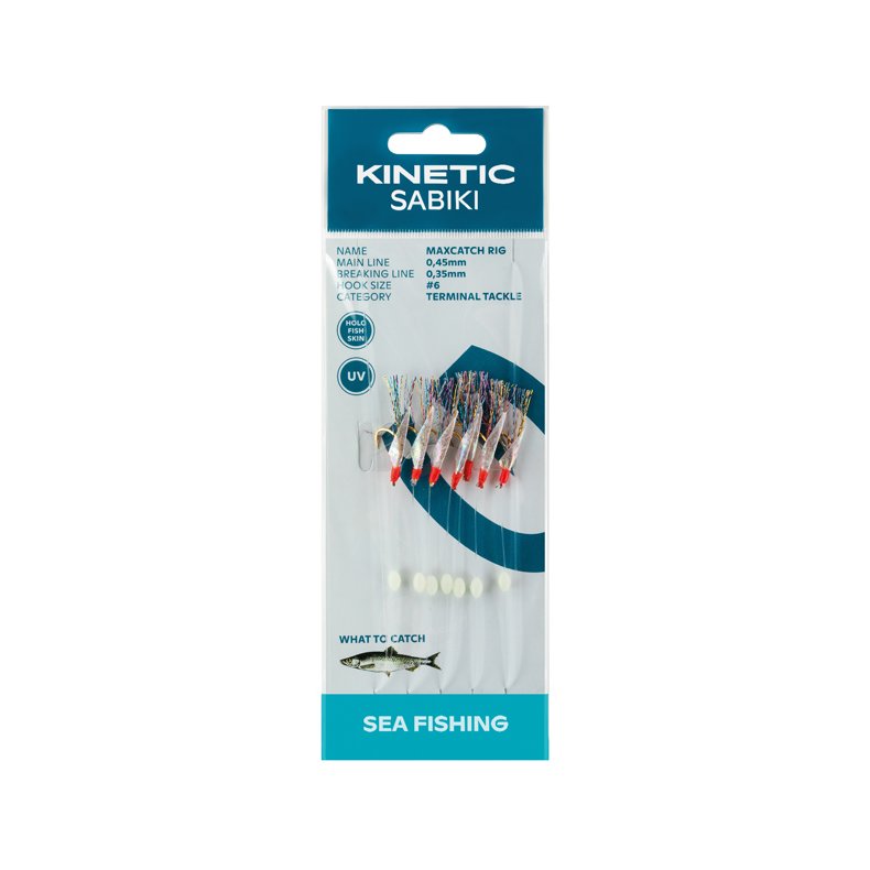 Kinetic Sabiki maxcatch sildeforfang, 7stk Fishskin multi