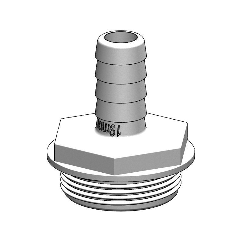 Trudesign Slangestuds 1 1/2" 19mm hvid, til y-ventil