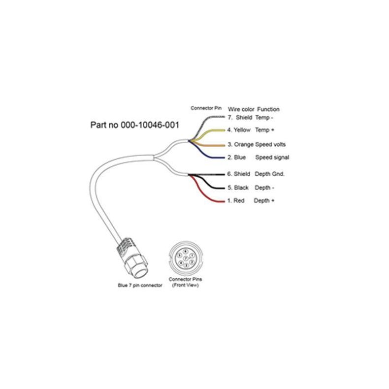 Transducer kabel med bl� 7-P stik - l�se ledninger