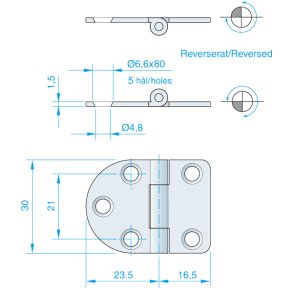 Roca hngsel RF, 40x30mm
