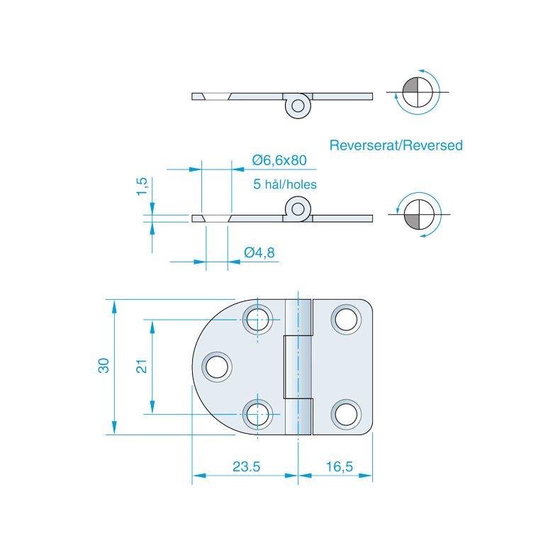 Roca hngsel RF, 40x30mm