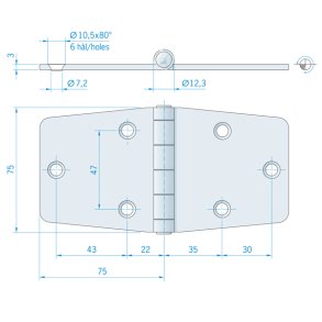 Roca hngsel RF, 150x75mm