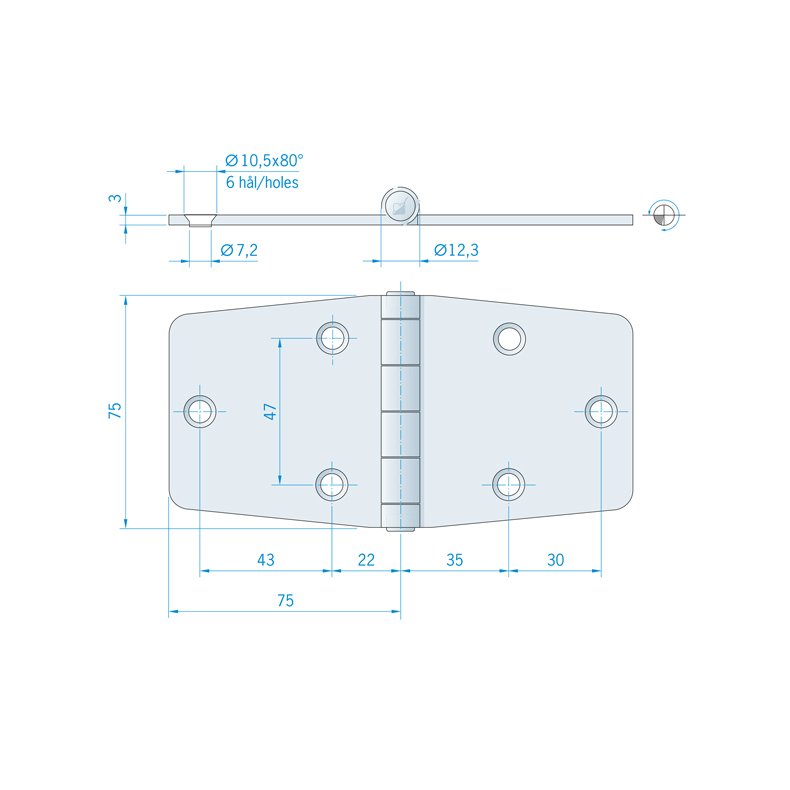 Roca hngsel RF, 150x75mm