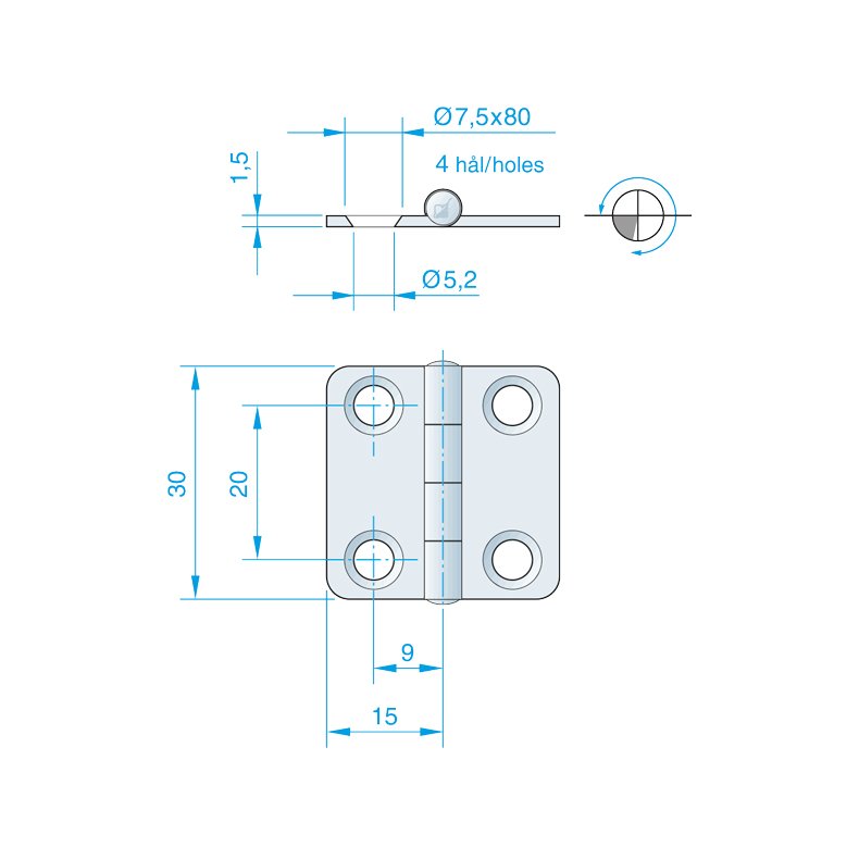 Roca hngsel RF, 30x30mm