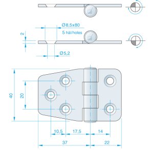 Roca hngsel RF, 59x40mm