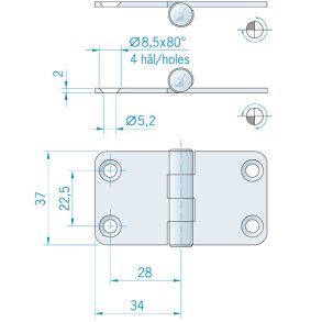 Roca hngsel RF, 68x37mm