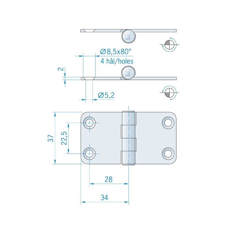 Roca hngsel RF, 68x37mm