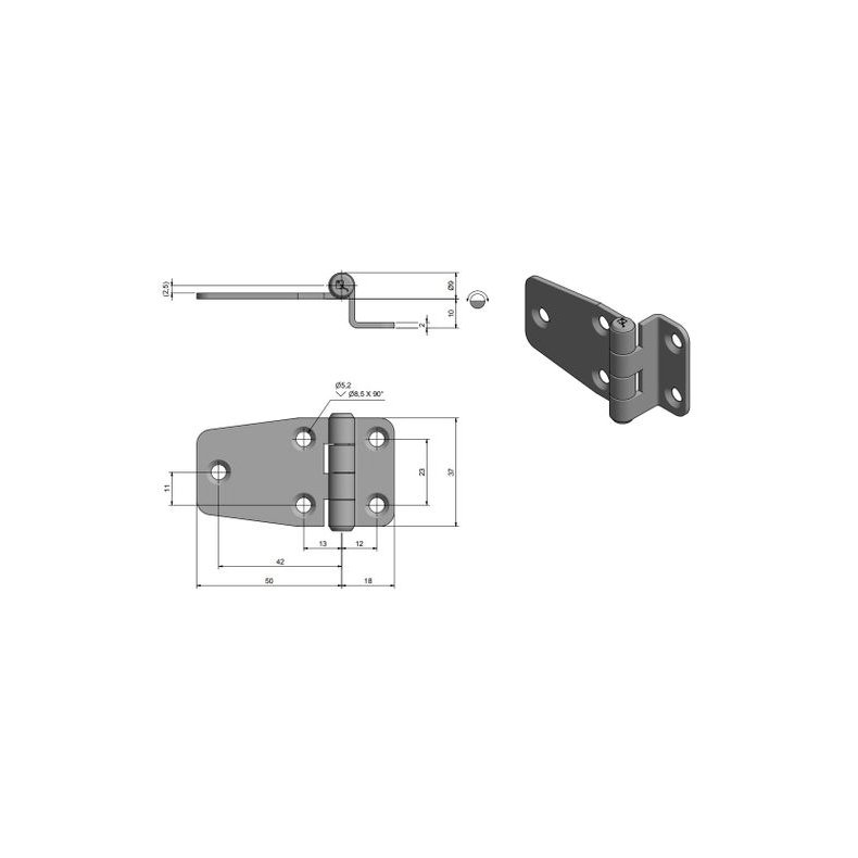 Roca hngsel 67,5x37x10mm aisi 304