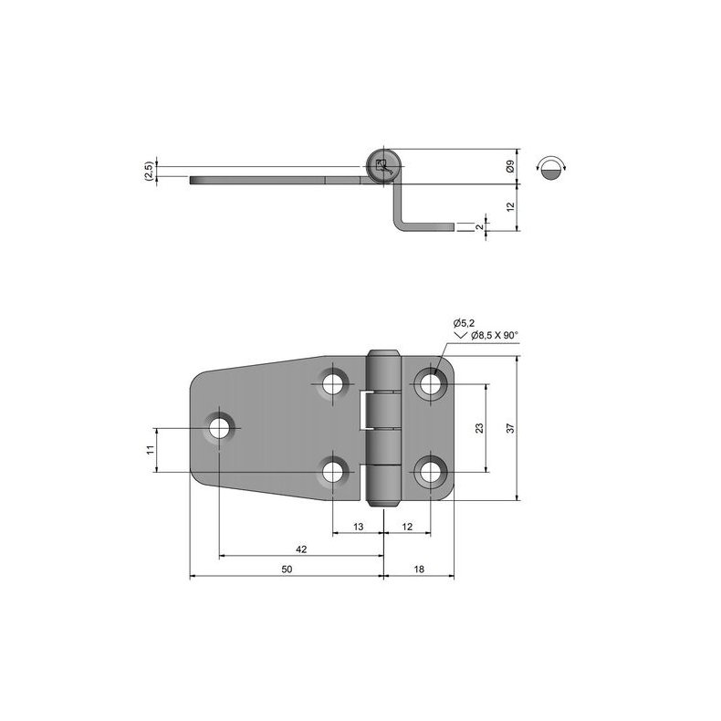 Roca hngsel 67,5x37x12mm AISI 304