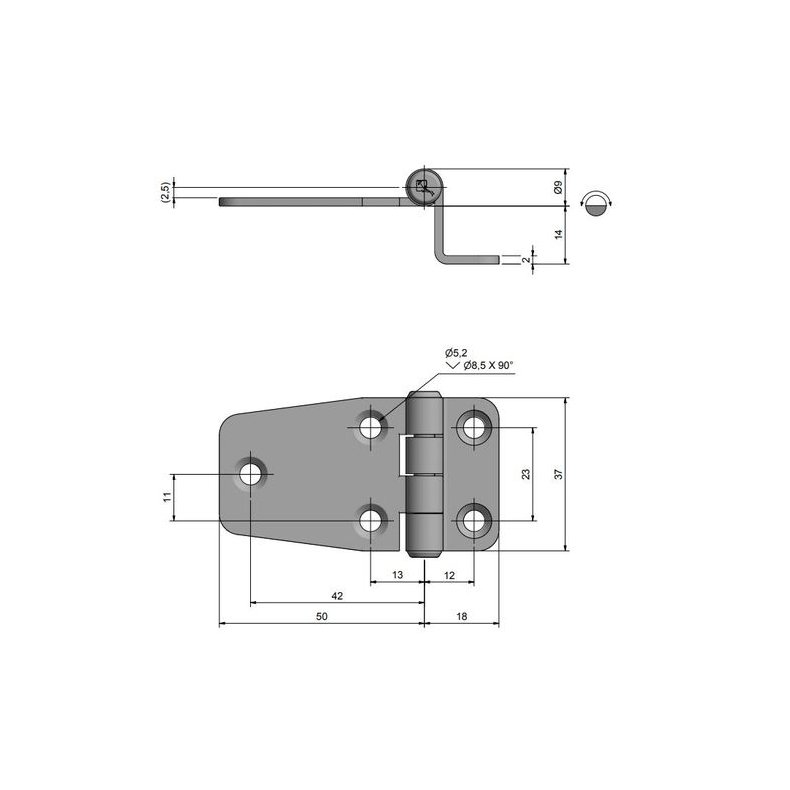 Roca hngsel 67,5x37x15mm AISI 304