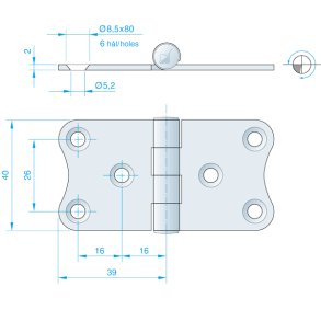 Roca hngsel RF, 78x40mm