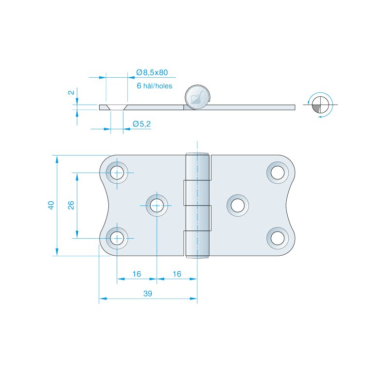 Roca hngsel RF, 78x40mm