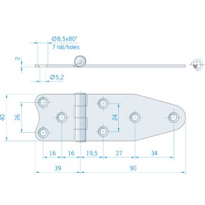 Roca hngsel RF, 129x40mm