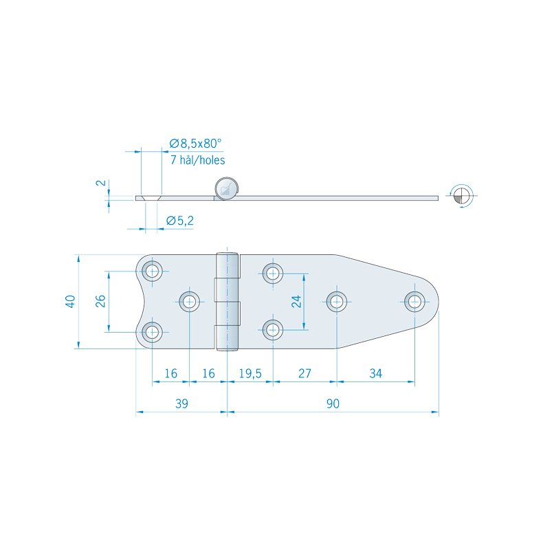 Roca hngsel RF, 129x40mm