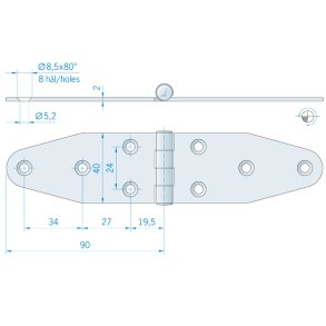 Roca hngsel RF, 180x40mm