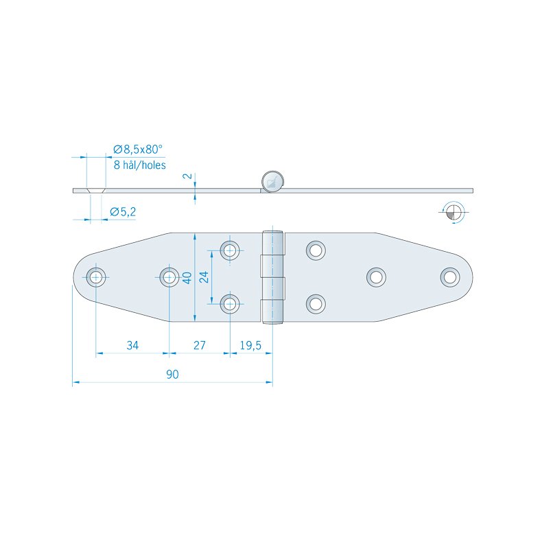 Roca hngsel RF, 180x40mm