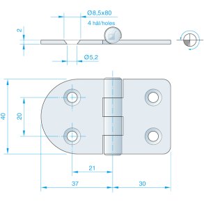 Roca hngsel RF, 67x40mm