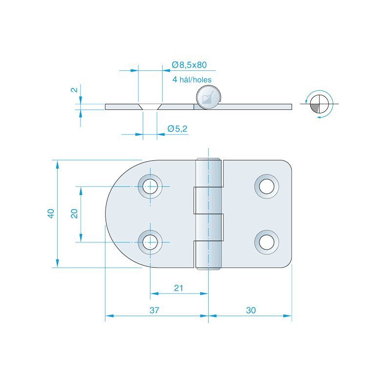 Roca hngsel RF, 67x40mm