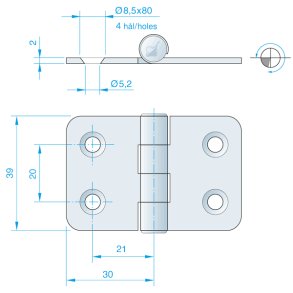 Roca hngsel RF, 60x39mm