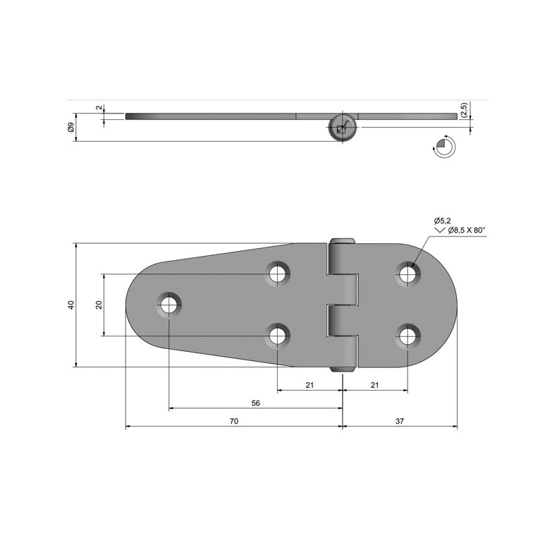 Roca hngsel RF, 107x40mm