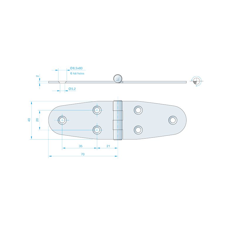 Roca hngsel RF, 140x40mm