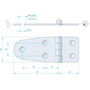 Roca hngsel RF, 100x40mm