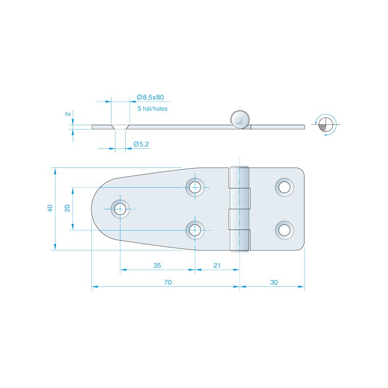 Roca hngsel RF, 100x40mm