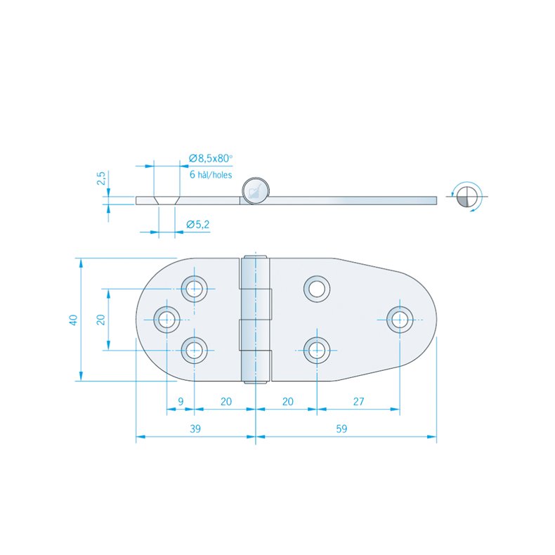 Roca hngsel RF, 98x40mm