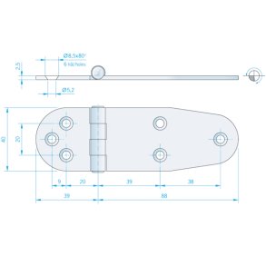 Roca hngsel RF, 127x40 mm