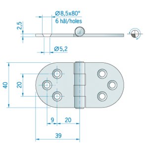 Roca hngsel RF, 78x40mm