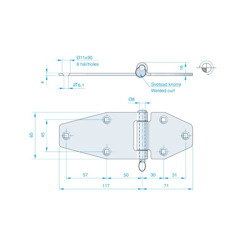 Roca hngsel RF, 188x65mm