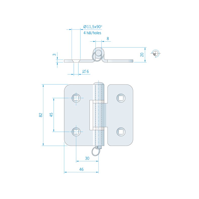 Roca hngsel RF, 92x82mm