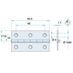 Roca kanthngsel forkromet, 35x63,5mm