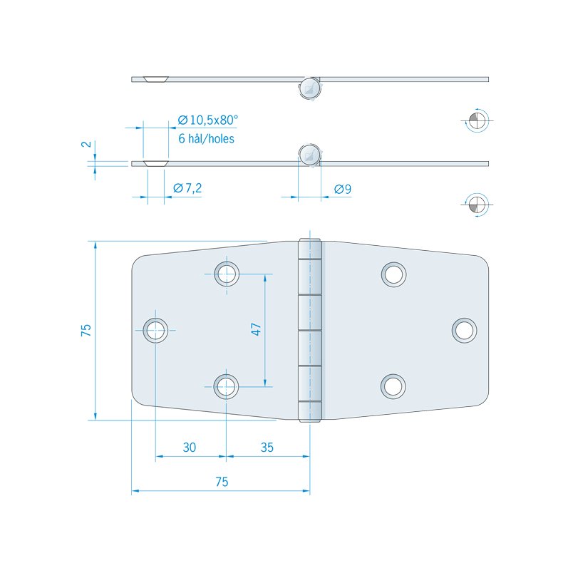 Roca hngsel RF, 150x75 mm