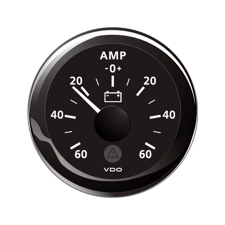 Vdo amp.meter 60a, sort 52mm