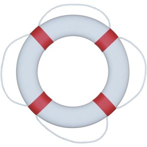 Redningskrans FP380 hvid m/rde manschetter, u/kasteline