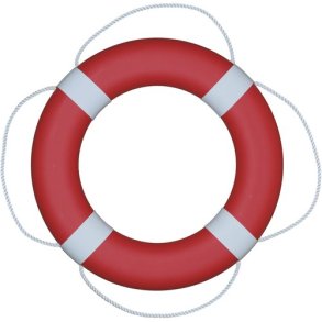 Redningskrans FP380 Rd m/hvide manschetter, u/kasteline