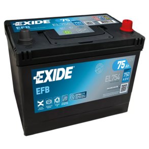 Exide Dual EFB batteri m/modsat polstilling, 75 Amp