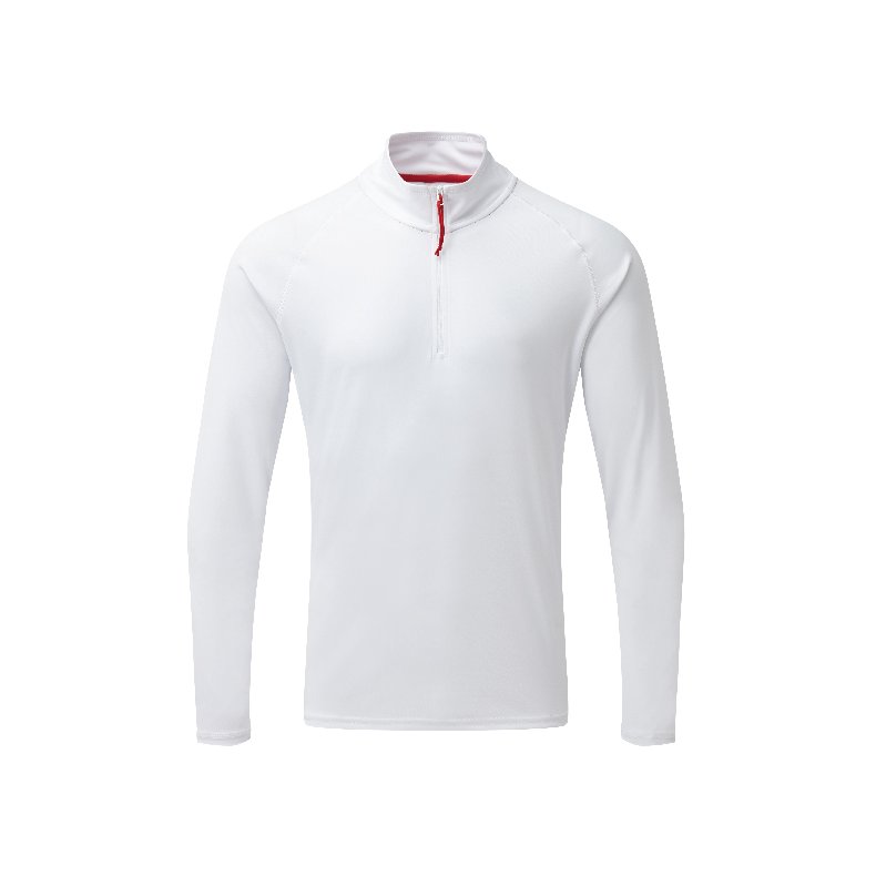 Gill UV009 Langrmet zip T-shirt men's UV50+ hvid, str L