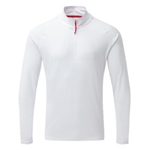 Gill UV009 Lang�rmet zip T-shirt men's UV50+ hvid, str XXL