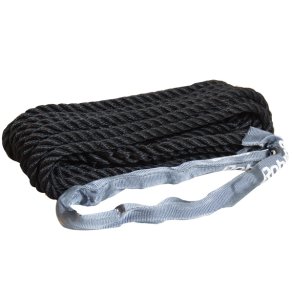 Robline fortjning, je med webbing, 3-slet sort 12mm 10m