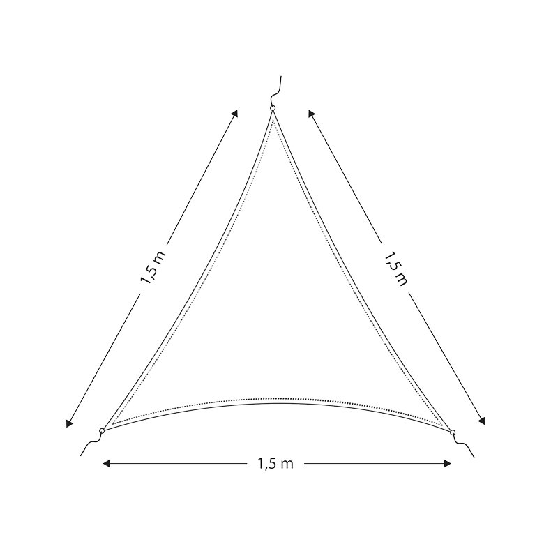 Solsejl/presenning trekantet 1,5m