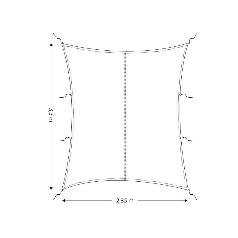 Solsejl/presenning retangulr 2,85 x 3,3m