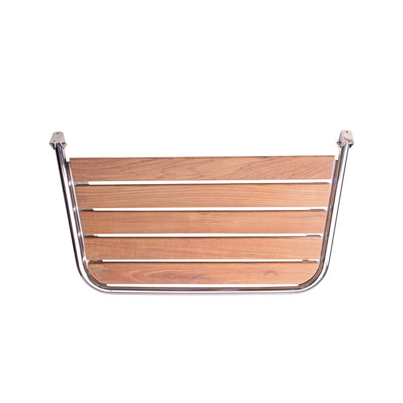 Badeplatform i rustfrit stl og teak, 81x45cm