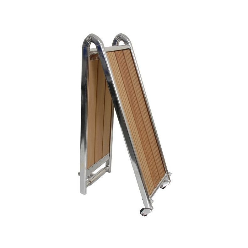 Landgangsbro i rustfrit stl og teak, 160x28cm