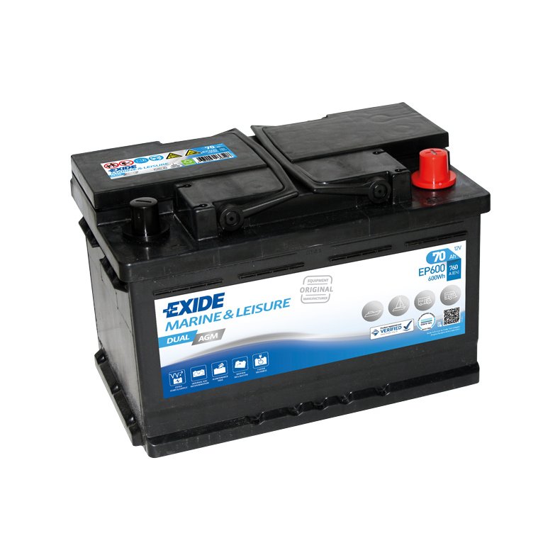 Exide Dual AGM batteri, 70 Amp