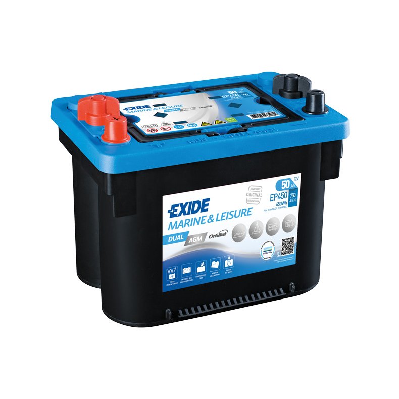 Exide Batteri Dual AGM spiral 750CCA, 50Amp