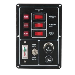 El-panel m/cigaretstik, batterim�ler og 3 kontakter, 12V