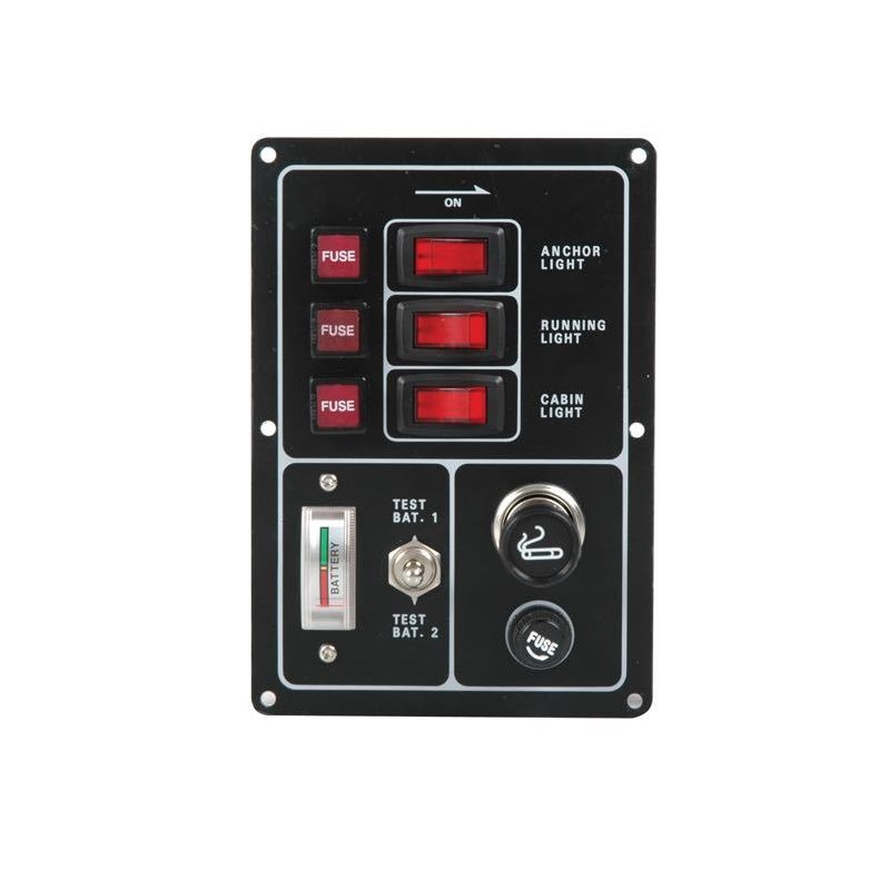 El-panel m/cigaretstik, batterimler og 3 kontakter, 12V